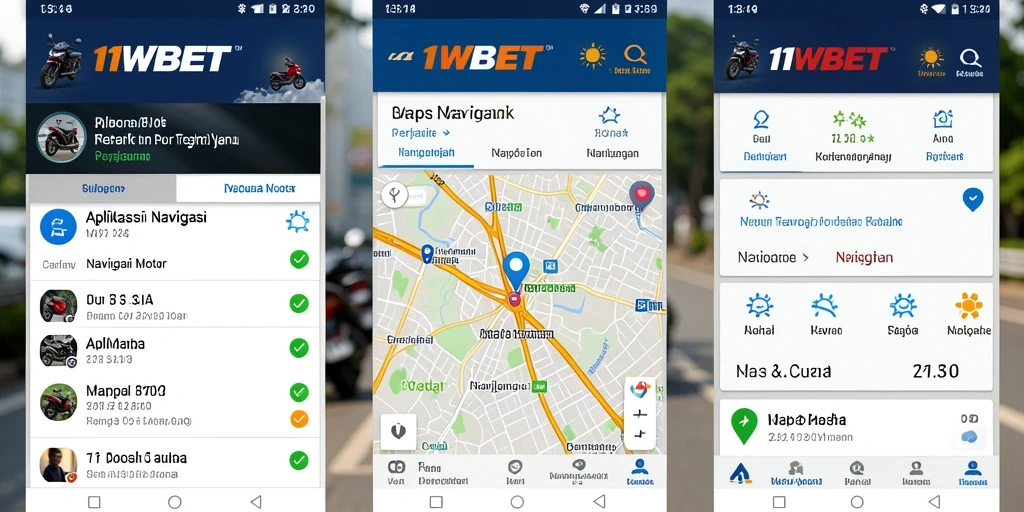 Tampilan antarmuka pengguna aplikasi Navigasi Motor yang intuitif dan informatif.