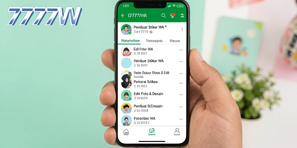 Antarmuka intuitif dari aplikasi Pembuat Stiker WA 7777W.