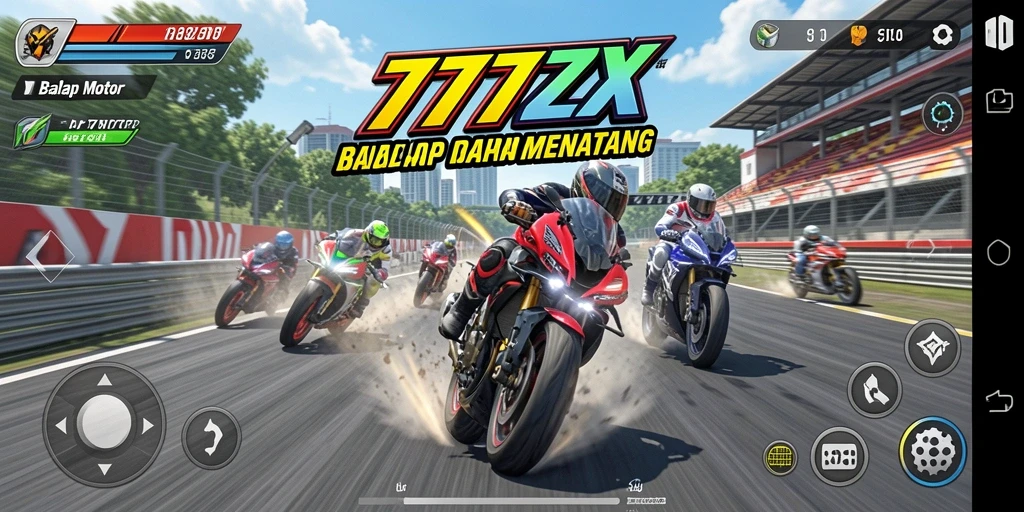 Antarmuka intuitif dan grafis berkualitas tinggi dalam game Balap Motor.
