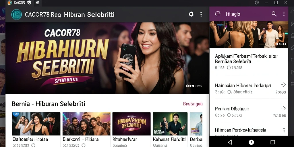 Antarmuka menarik dari aplikasi Hiburan Selebriti CACOR78.