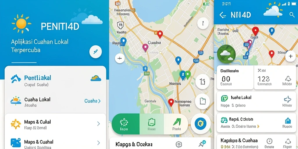 Tampilan antarmuka aplikasi PENITI4D yang menunjukkan informasi cuaca lokal.