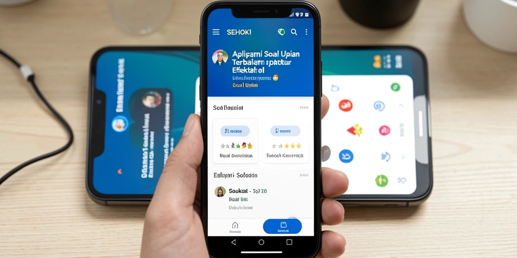 Tampilan antarmuka SEHOKI dengan fitur soal ujian yang interaktif.